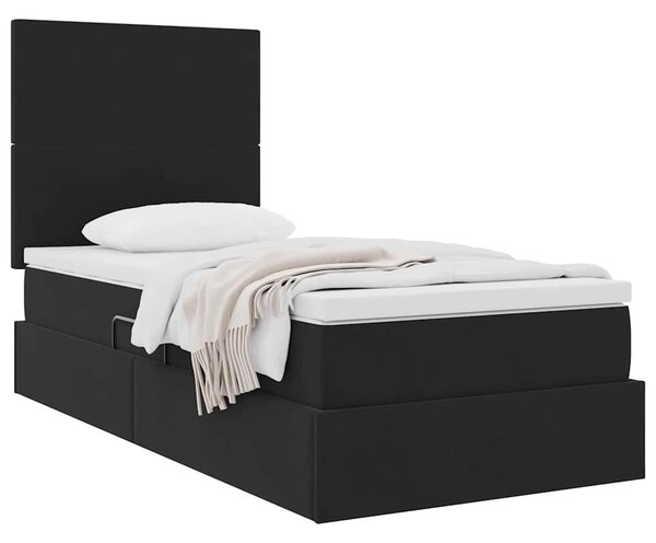 Krevet s madracem i skladištem Crna 90 x 200 cm Baršun - Crna / 90 x 200 cm