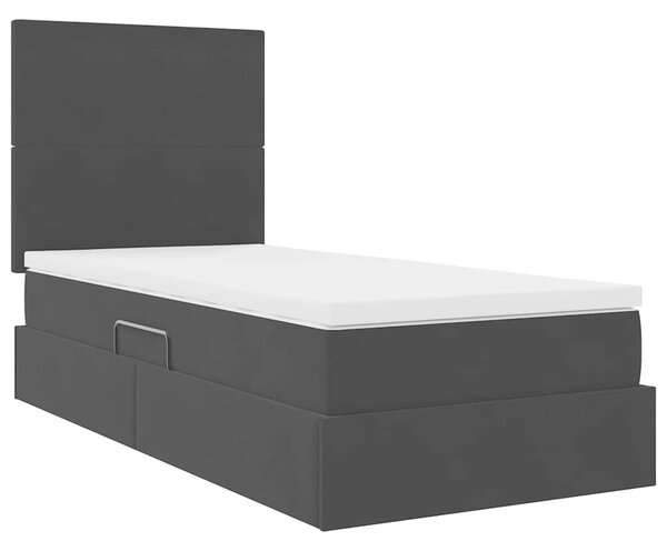 Krevet s madracem i skladištem Crna 90 x 200 cm Baršun - Crna / 90 x 200 cm