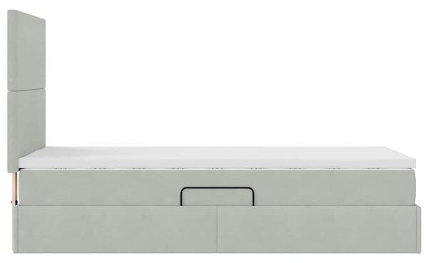 Krevet s madracem i skladištem Svijetlo siva 90 x 200 cm Baršun - Svjetlosiva / 90 x 200 cm