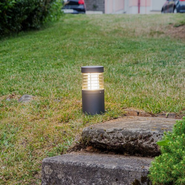 Lucande LED postolna svjetiljka Lucius, 27cm, antracit, IP54, Crno, Aluminij