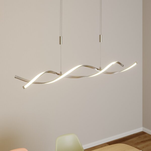 Lindby LED viseća lampa Auron, boja nikla, metalna, prigušiva, prigušiva, Sivo, Dnevni boravak/blagovaonica, Plastika
