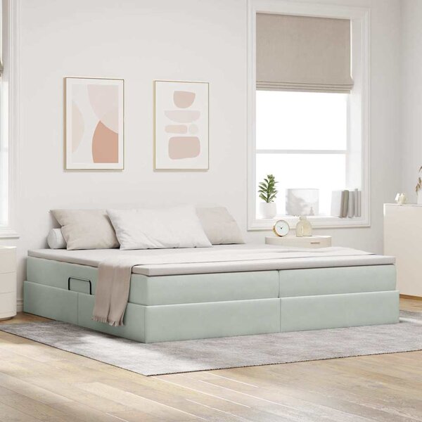 Krevet s madracem i skladištem Svijetlo siva 200 x 200 cm - Svjetlosiva / 200 x 200 cm