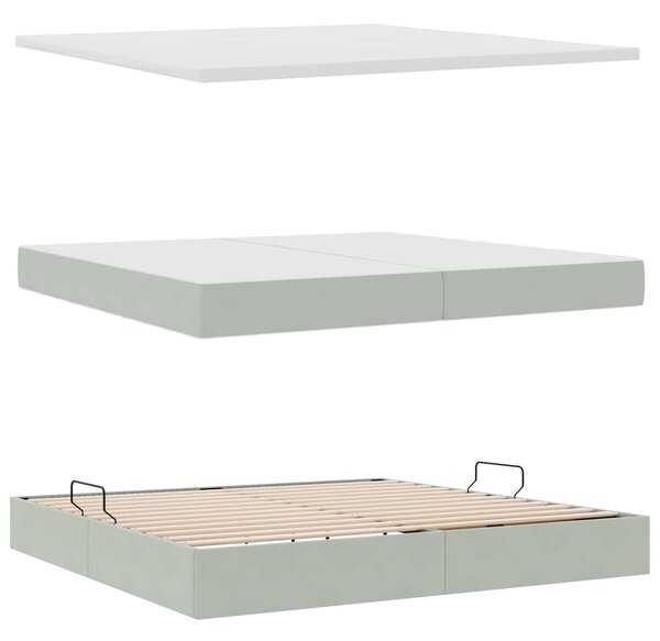 Krevet s madracem i skladištem Svijetlo siva 200 x 200 cm - Svjetlosiva / 200 x 200 cm