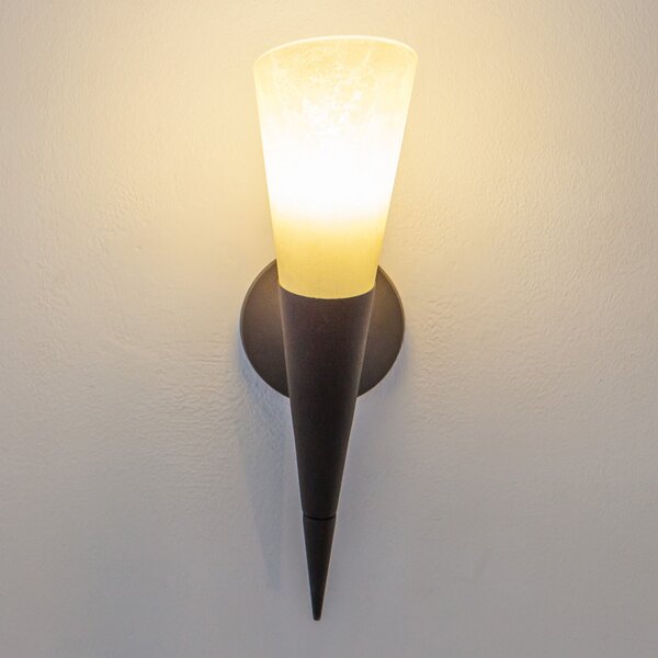 Lindby zidna lampa Alva, rđasta boja, staklo, visina 34 cm, E14, prigušiva, Smeđa / hrđa, Područje hodnika, Metal
