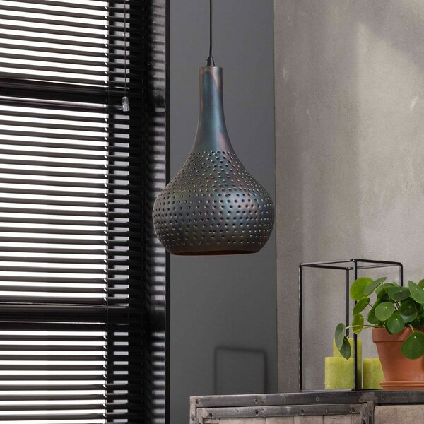 ZIJLSTRA Viseća lampa Bombur jednoplamenka crno-smeđa, prigušiva, Crno, Dnevni boravak/blagovaonica, Metal