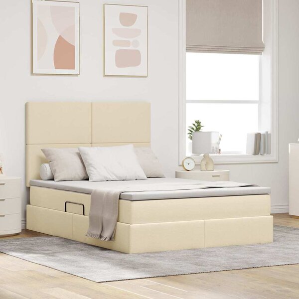 Krevet s madracem i skladištem Krema 140 x 190 cm Poliester - Krem / 140 x 190 cm