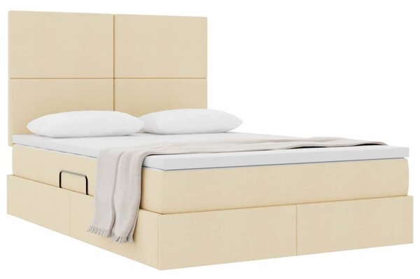 Krevet s madracem i skladištem Krema 140 x 190 cm Poliester - Krem / 140 x 190 cm
