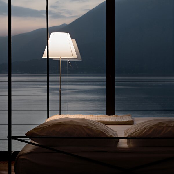 Luceplan Costanza podna lampa D13ti, aluminij/bijela, Bijela, Dnevni boravak/blagovaonica, Metal