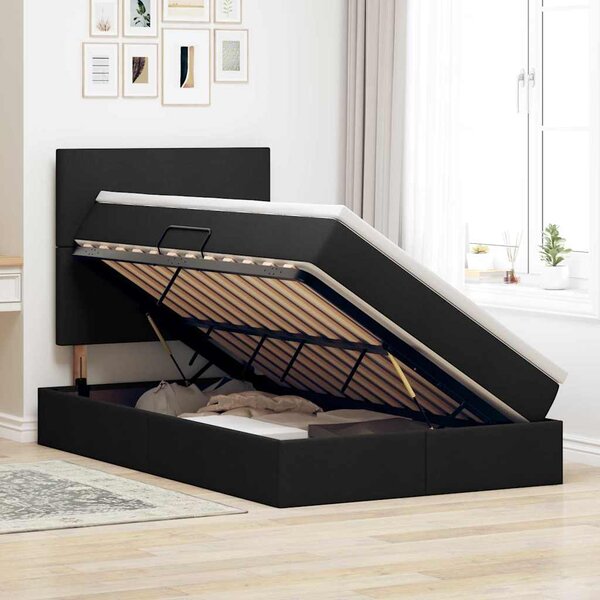 Krevet s madracem i skladištem Crna 120 x 200 cm Poliester - Crna / 120 x 200 cm