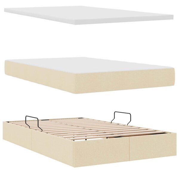 Krevet s madracem i skladištem Krema 120 x 190 cm Poliester - Krem / 120 x 190 cm