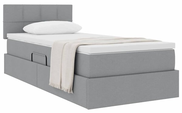 Krevet s madracem i skladištem Svijetlo siva 90 x 190 cm - Siva / 90 x 190 cm