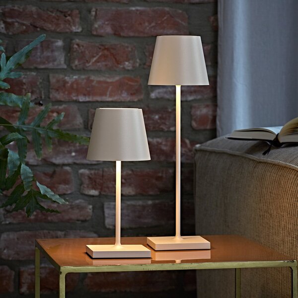 Sigor LED baterijska stolna lampa Nuindie mini, USB-C, bež, IP54, prigušiva, prigušiva, Bež, Dnevni boravak/blagovaonica, Aluminij