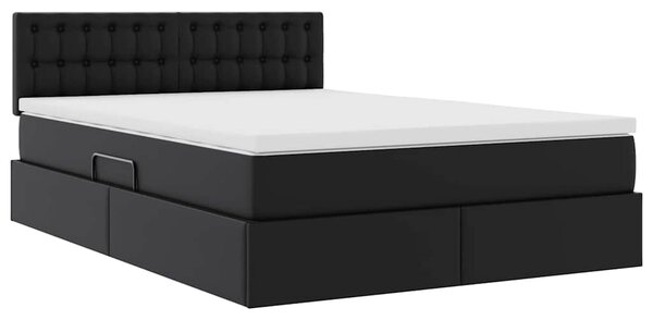 Krevet s madracem i skladištem Crna 140 x 190 cm Lažna koža - Crna / 140 x 190 cm
