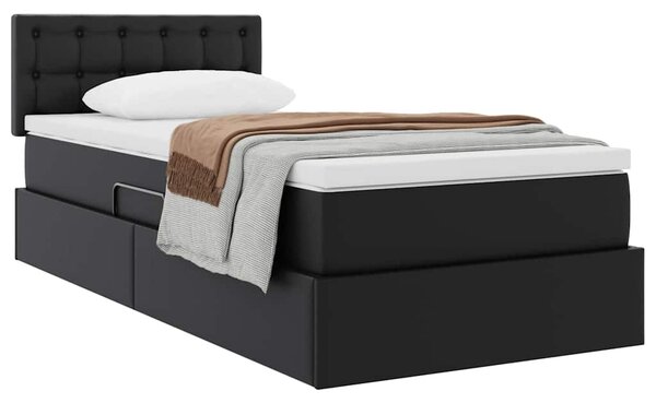 Krevet s madracem i skladištem Crna 90 x 190 cm Lažna koža - Crna / 90 x 190 cm