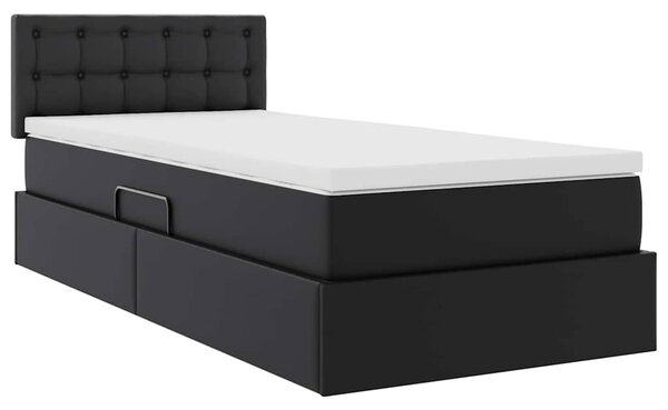 Krevet s madracem i skladištem Crna 90 x 190 cm Lažna koža - Crna / 90 x 190 cm