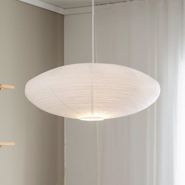 PR Home Yuni viseća svjetiljka, bijela, Ø 60 cm, bijeli ovjes, E14, prigušiva, Bijela, Dnevni boravak/blagovaonica, Papirnati karton