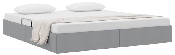Krevet s od storage Svijetlo siva 180 x 200 cm tkanina - Siva / 180 x 200 cm