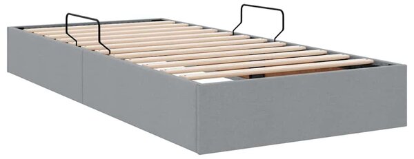 Krevet s od storage Svijetlo siva 90 x 190 cm tkanina - Siva / 90 x 190 cm