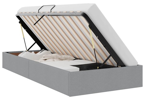 Krevet s od storage Svijetlo siva 90 x 190 cm tkanina - Siva / 90 x 190 cm