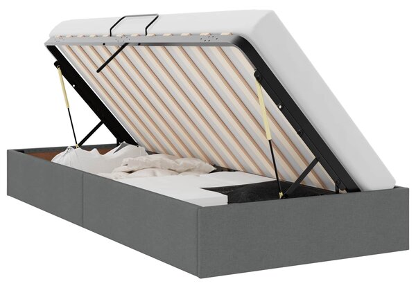 Krevet s od storage s uzglavljem Tamno siva 90 x 190 cm tkanina - Siva / 90 x 190 cm