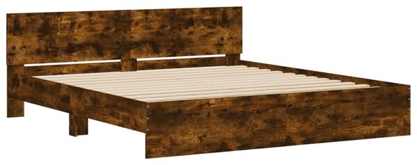 Okvir kreveta s uzglavljem boja dimljenog hrasta 180x200 cm - Smeđa / 180 x 200 cm