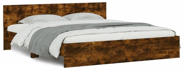 Okvir kreveta s uzglavljem boja dimljenog hrasta 180x200 cm - Smeđa / 180 x 200 cm