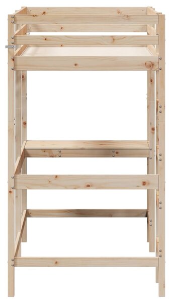 Krevet na kat s radnim stolom 100 x 200 cm od masivne borovine - Smeđa / 100 x 200 cm