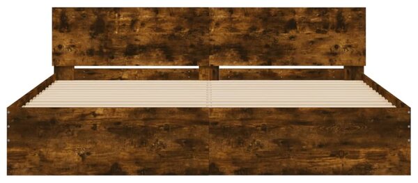 Okvir kreveta s uzglavljem boja dimljenog hrasta 180x200 cm - Smeđa / 180 x 200 cm