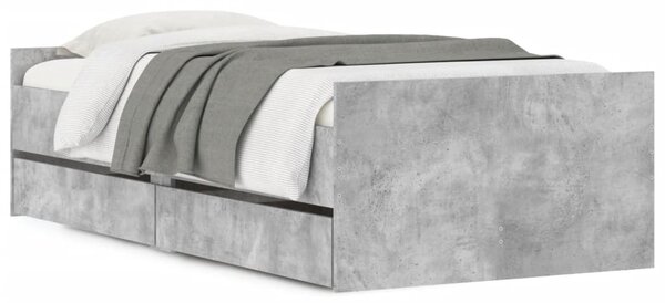 Okvir kreveta s ladicama boja betona 75 x 190 cm za jednu osobu - Siva / 75 x 190 cm