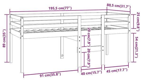Visoki krevet voštano smeđi 75x190 cm od masivne borovine - Smeđa / 75 x 190 cm