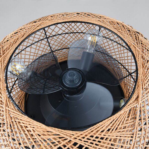 Reality Leuchten Stropni ventilator Lillesand sa svjetlom, tihi, Ø 50 cm, FB, Smeđa / hrđa, Dnevni boravak/blagovaonica, Papirnati karton