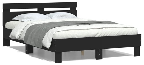 Okvir kreveta s uzglavljem i LED crni 120 x 200 cm - Crna / 120 x 200 cm