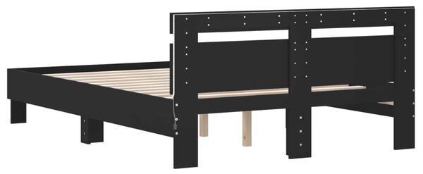 Okvir kreveta s uzglavljem i LED crni 120 x 200 cm - Crna / 120 x 200 cm