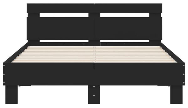 Okvir kreveta s uzglavljem i LED crni 120 x 200 cm - Crna / 120 x 200 cm