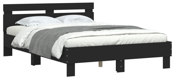 Okvir kreveta s uzglavljem i LED crni 120 x 200 cm - Crna / 120 x 200 cm
