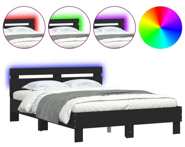 Okvir kreveta s uzglavljem i LED crni 120 x 200 cm - Crna / 120 x 200 cm