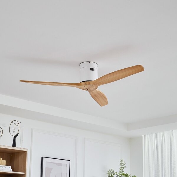 Lucande Stropni ventilator Vindur, bijeli, drveni, DC, tih, Drvo, Dnevni boravak/blagovaonica, Metal