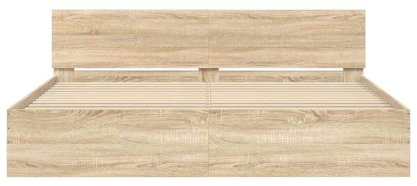 Okvir kreveta s uzglavljem boja hrasta 180x200 cm - Smeđa / 180 x 200 cm