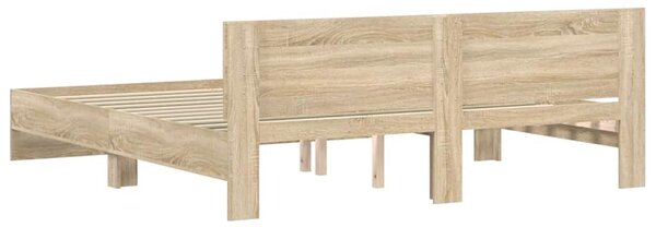 Okvir kreveta s uzglavljem boja hrasta 180x200 cm - Smeđa / 180 x 200 cm