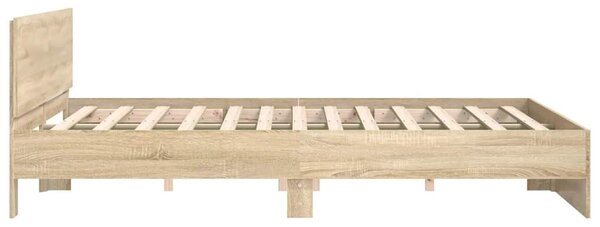 Okvir kreveta s uzglavljem boja hrasta 180x200 cm - Smeđa / 180 x 200 cm