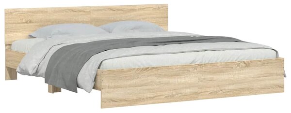 Okvir kreveta s uzglavljem boja hrasta 180x200 cm - Smeđa / 180 x 200 cm
