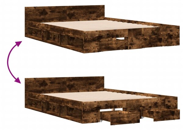 Okvir kreveta s ladicama boja hrasta 120x200 cm - Smeđa / 120 x 200 cm