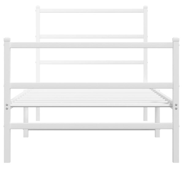 Metalni okvir kreveta s uzglavljem i podnožjem bijeli 90x190 cm - Bijela / 90 x 190 cm
