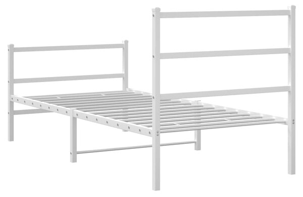 Metalni okvir kreveta s uzglavljem i podnožjem bijeli 90x190 cm - Bijela / 90 x 190 cm