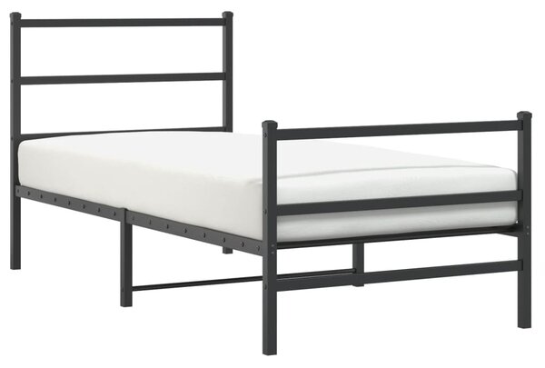 Metalni okvir kreveta s uzglavljem i podnožjem crni 90 x 200 cm - Crna / 90 x 200 cm