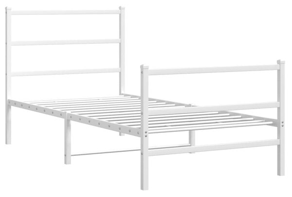 Metalni okvir kreveta s uzglavljem i podnožjem bijeli 90x190 cm - Bijela / 90 x 190 cm