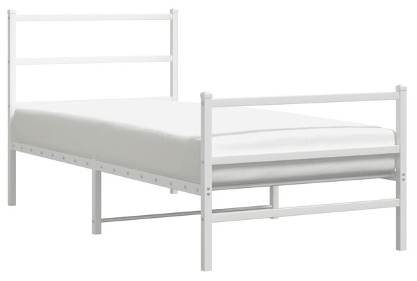 Metalni okvir kreveta s uzglavljem i podnožjem bijeli 90x190 cm - Bijela / 90 x 190 cm