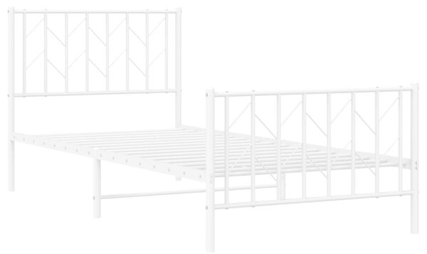 Metalni okvir kreveta s uzglavljem i podnožjem bijeli 90x200 cm - Bijela / 90 x 200 cm