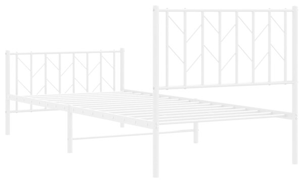 Metalni okvir kreveta s uzglavljem i podnožjem bijeli 90x200 cm - Bijela / 90 x 200 cm