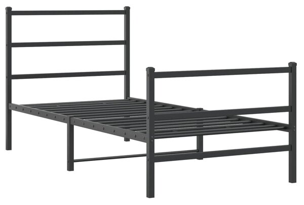 Metalni okvir kreveta s uzglavljem i podnožjem crni 90 x 200 cm - Crna / 90 x 200 cm